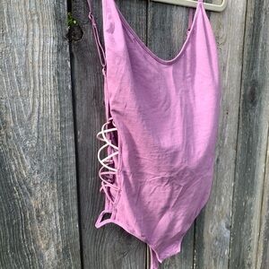 Purple Lace-Up Swimsuit